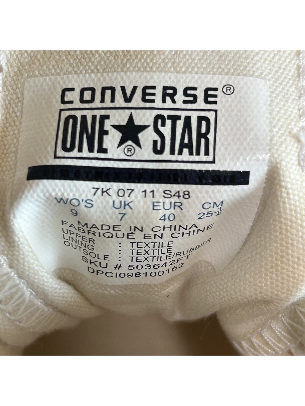 Converse One Star Low-Top White Canvas Sneakers Size Women 9 / Men 7 Streetwear - Picture 7 of 8
